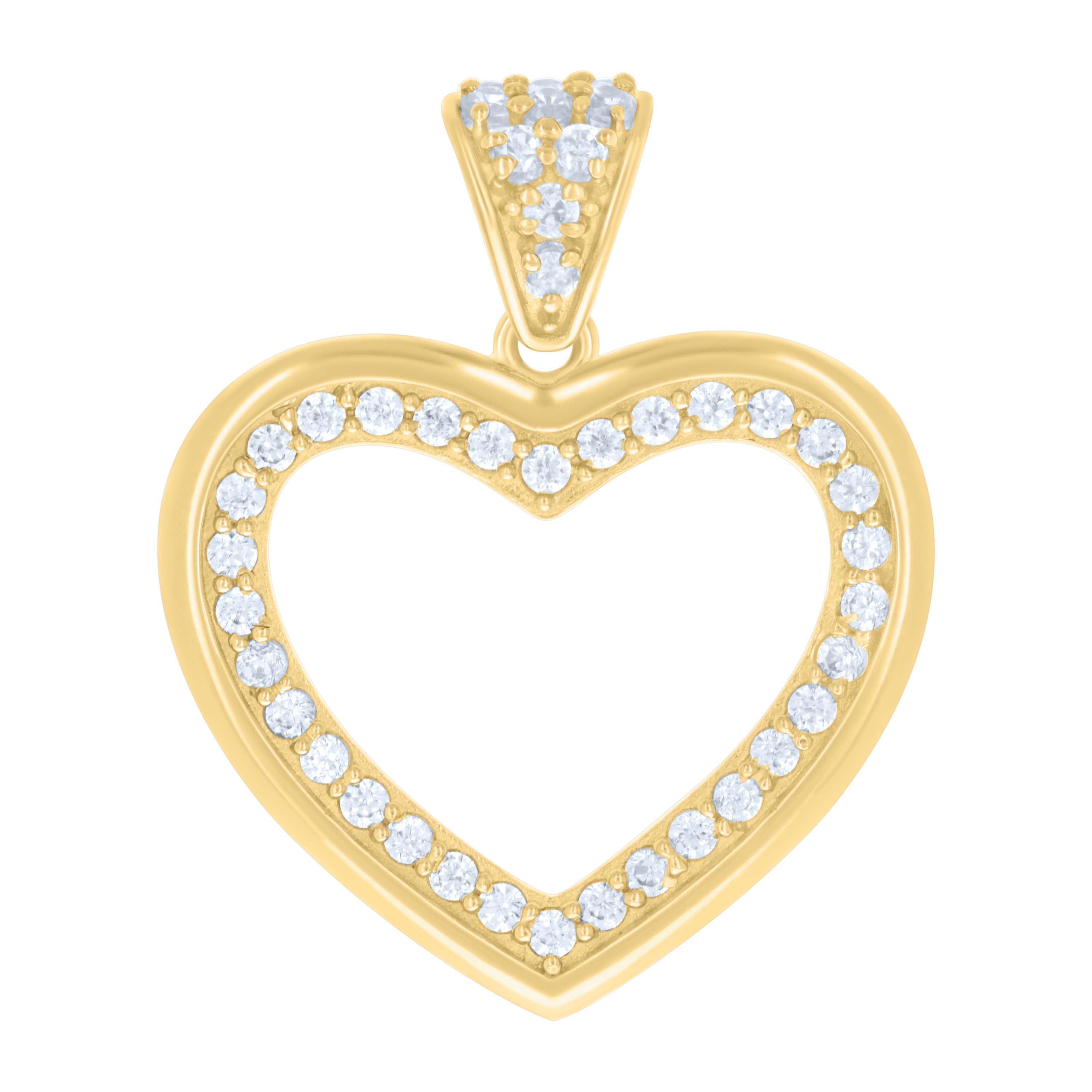 10kt Yellow Gold Womens Cubic-Zirconia Heart Charm Pendant