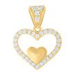 10kt Yellow Gold Womens Cubic-Zirconia Heart In Heart Charm Pendant