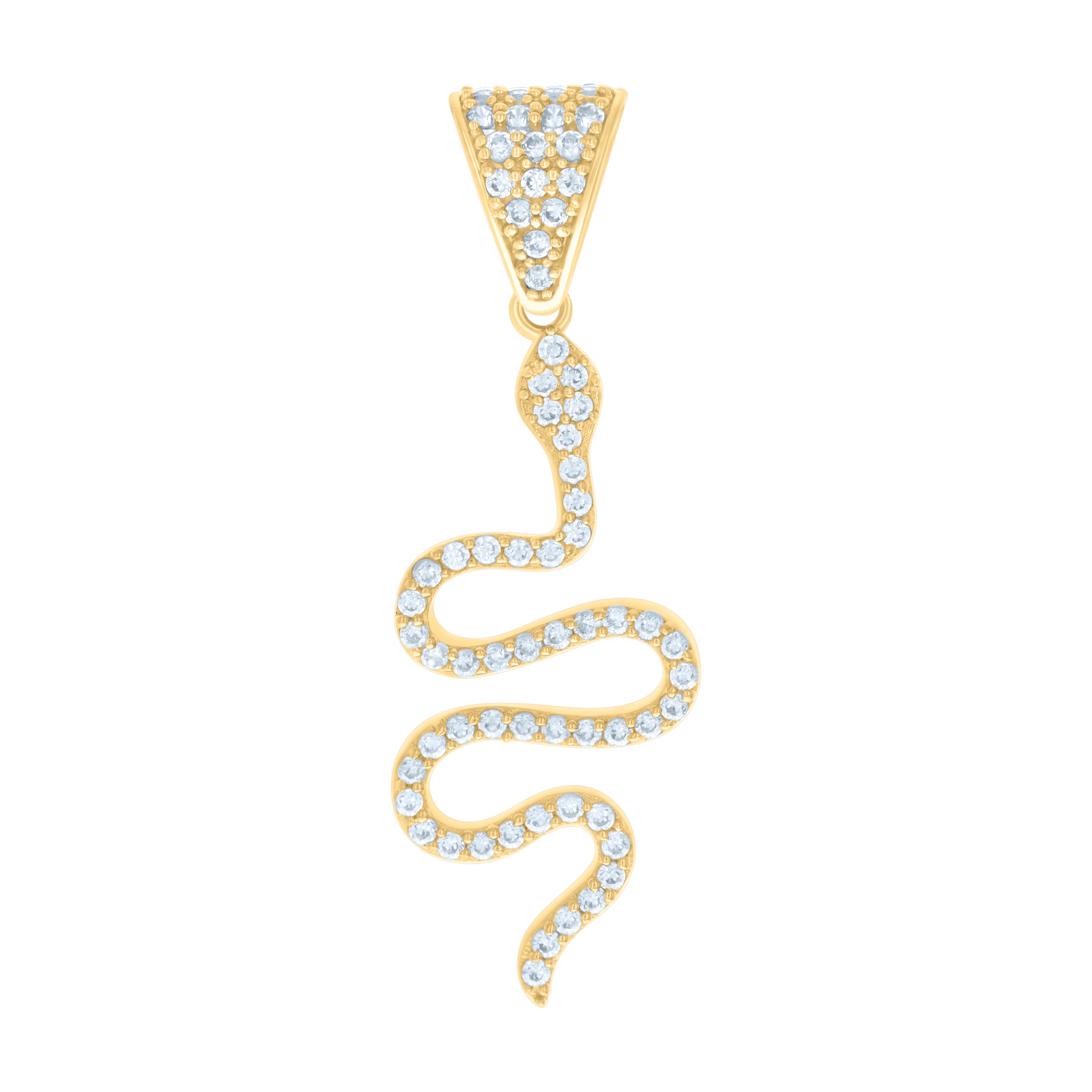 10kt Yellow Gold Womens Cubic-Zirconia Snake Reptiles Wildlife Charm Pendant