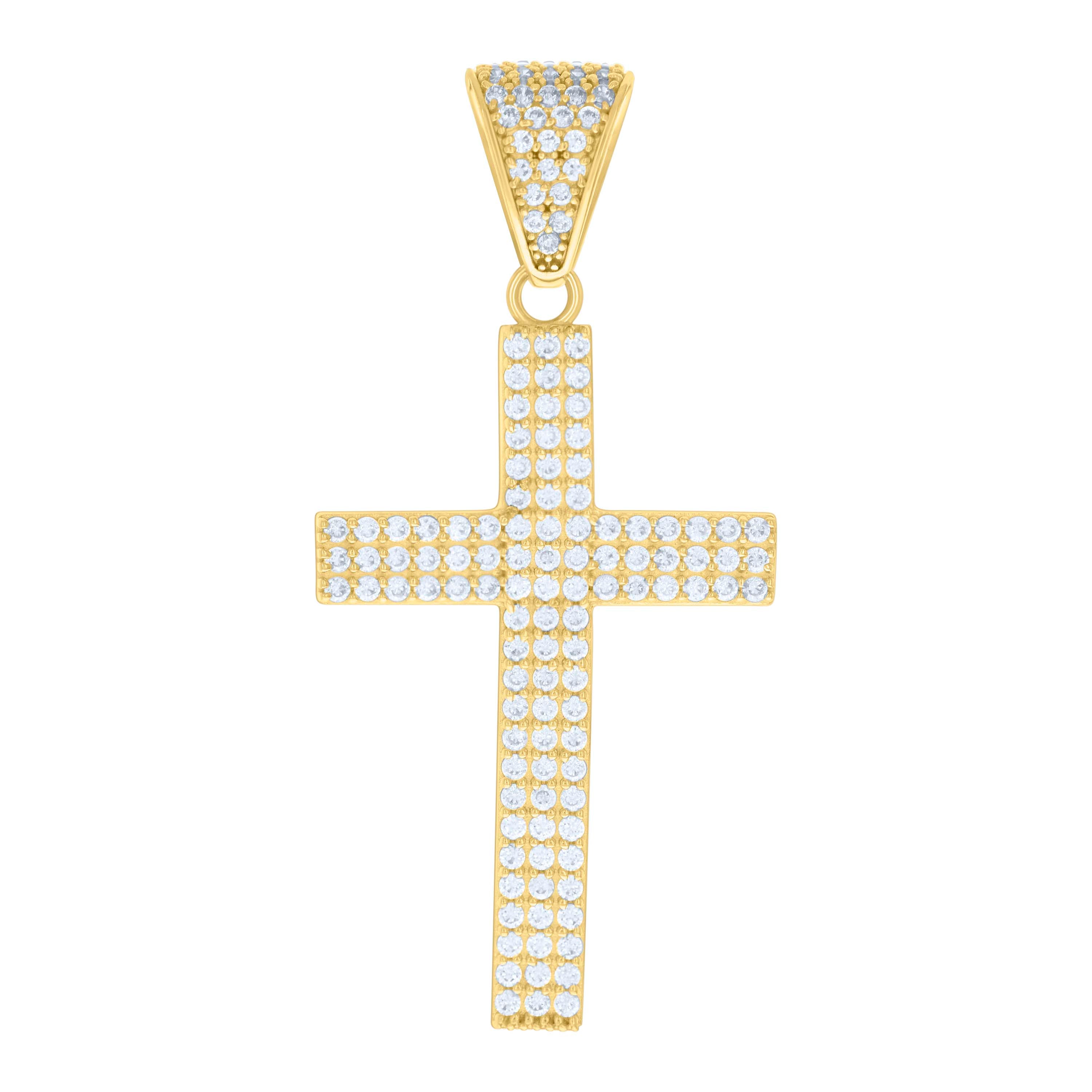 10kt Yellow Gold Mens Cubic-Zirconia Latin Cross Religious Charm Pendant