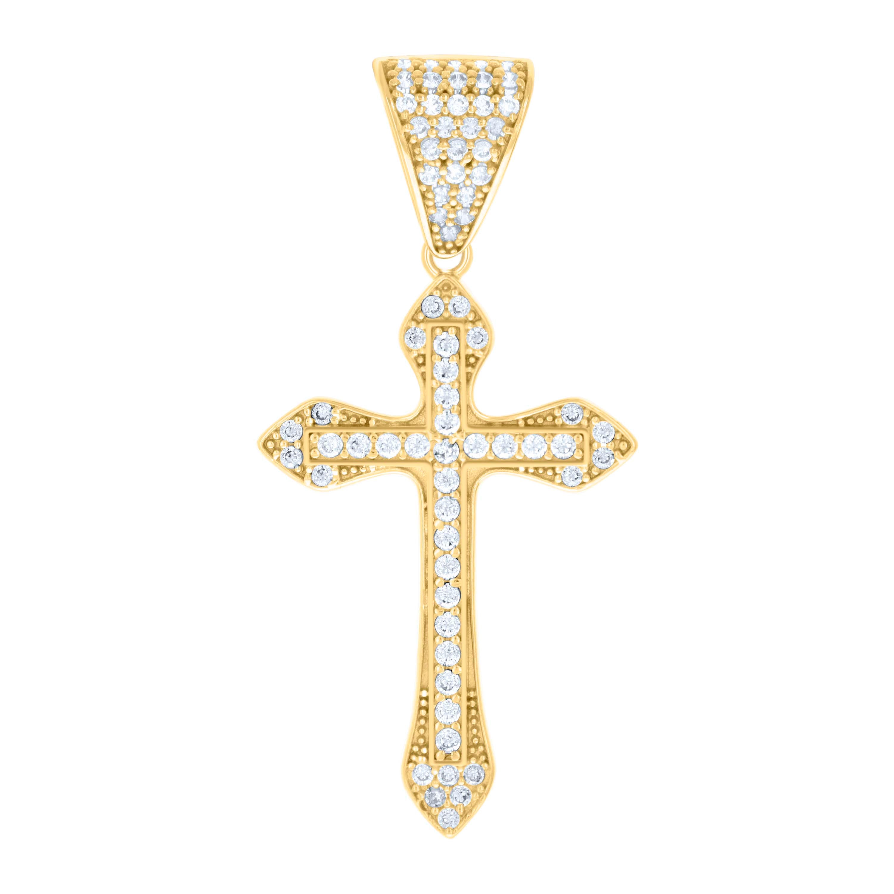 10kt Yellow Gold Mens Cubic-Zirconia Cross Religious Charm Pendant
