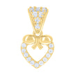 10kt Yellow Gold Womens Cubic-Zirconia Bow Heart Charm Pendant