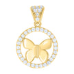 10kt Yellow Gold Womens Cubic-Zirconia Butterfly Fashion Charm Pendant