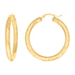 10Kt Yellow Gold Womens Round Tube Diamond-cut Patterned Fancy Hoop Earrings 4mm-38