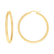10kt Yellow Gold Womens Diamond-cut Round Tube Patterned Hoop Earrings 3mm-50