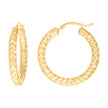 10kt Yellow Gold Womens Diamond-cut Round Tube Patterned Hoop Earrings 4mm-31 - SLV-133827