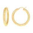 10kt Yellow Gold Womens Diamond-cut Round Tube Patterned Hoop Earrings 4mm-38 - SLV-133828