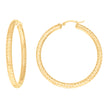 10kt Yellow Gold Womens Diamond-cut Round Tube Patterned Hoop Earrings 4mm-50 - SLV-133829