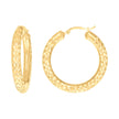 10kt Yellow Gold Womens Diamond-cut Round Tube Patterned Hoop Earrings 5mm-38 - SLV-133835