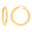 10Kt Yellow Gold Womens Round Tube Diamond-cut Patterned Fancy Hoop Earrings 4mm-38 - SLV-133847
