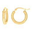14Kt Yellow Gold Womens Round Tube Diamond-cut Patterned Fancy Hoop Earrings 3mm-19