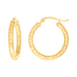 14Kt Yellow Gold Womens Round Tube Diamond-cut Patterned Fancy Hoop Earrings 3mm-25 - SLV-133857