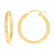 14Kt Yellow Gold Womens Round Tube Diamond-cut Patterned Fancy Hoop Earrings 3mm-31 - SLV-133858