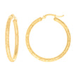 14Kt Yellow Gold Womens Round Tube Diamond-cut Patterned Fancy Hoop Earrings 3mm-38 - SLV-133859