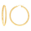14Kt Yellow Gold Womens Round Tube Diamond-cut Patterned Fancy Hoop Earrings 4mm-57 - SLV-133867