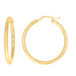 14Kt Yellow Gold Womens Round Tube Diamond-cut Patterned Fancy Hoop Earrings 3mm-38 - SLV-133883
