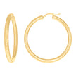 14Kt Yellow Gold Womens Round Tube Diamond-cut Patterned Fancy Hoop Earrings 4mm-50 - SLV-133890