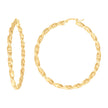 14k Yellow Gold Womens Diamond-Cut Patterned 3mm Twisted Square Tube Hoop Earrings 