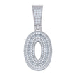 925 Sterling Silver Unisex Round Baguette Cubic-Zirconia Initial Number 0 Charm Pendant