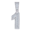 925 Sterling Silver Unisex Round Baguette Cubic-Zirconia Initial Number 1 Charm Pendant