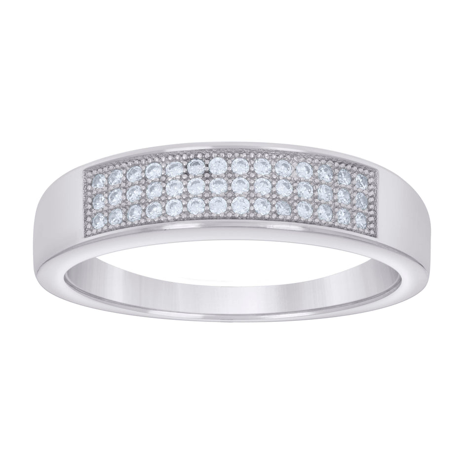 925 Sterling Silver Mens 0.30ct Moissanite Fashion Wedding Band Ring Size 9 - SLV-134323