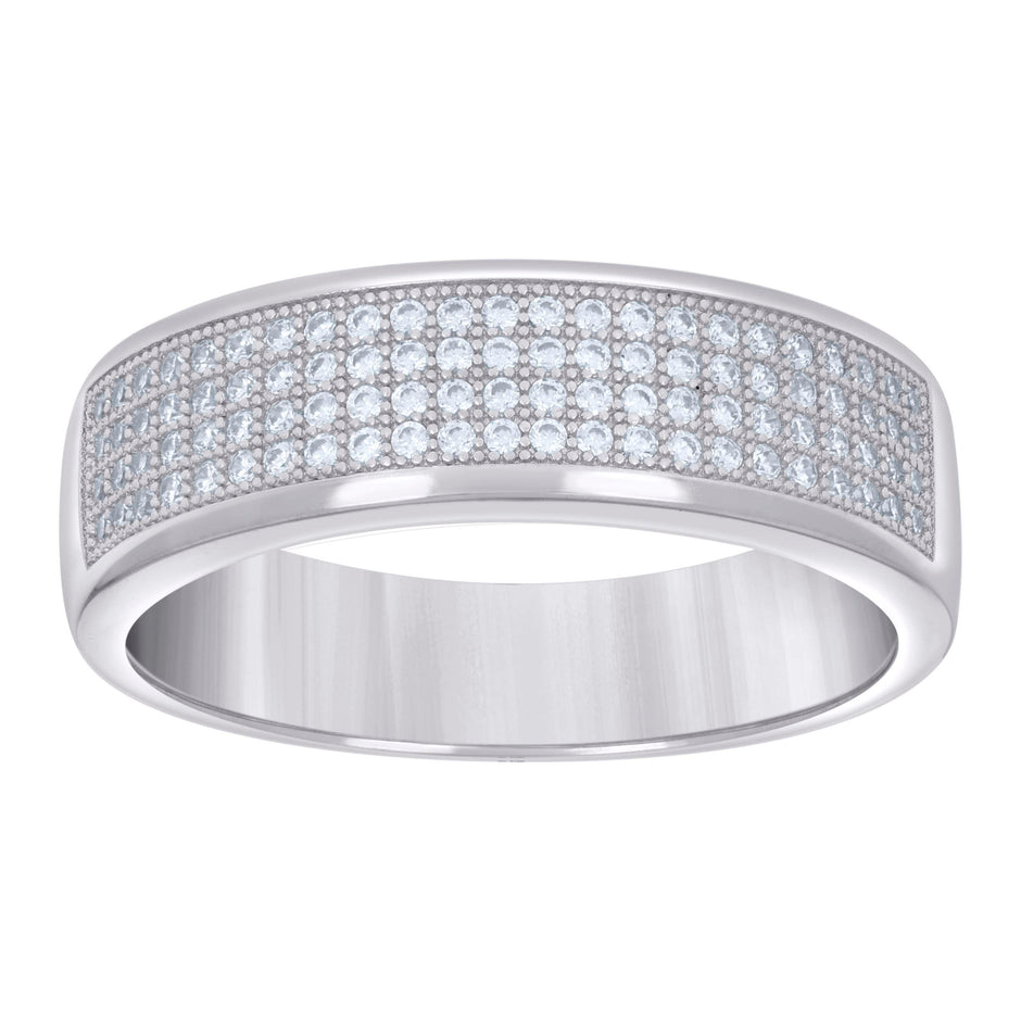 925 Sterling Silver Mens 0.60ct Moissanite Fashion Wedding Band Ring Size 12 - SLV-134331