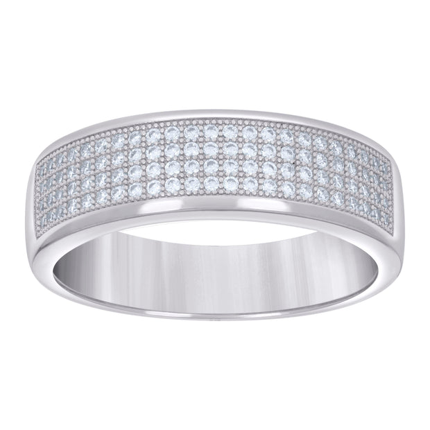 925 Sterling Silver Mens 0.60ct Moissanite Fashion Wedding Band Ring Size 10 - SLV-134329