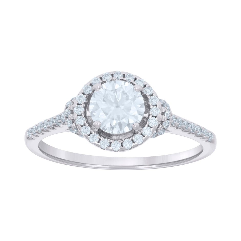 925 Sterling Silver Womens 1.23ct Moissanite Halo Engagement Ring Size 7 - SLV-134334
