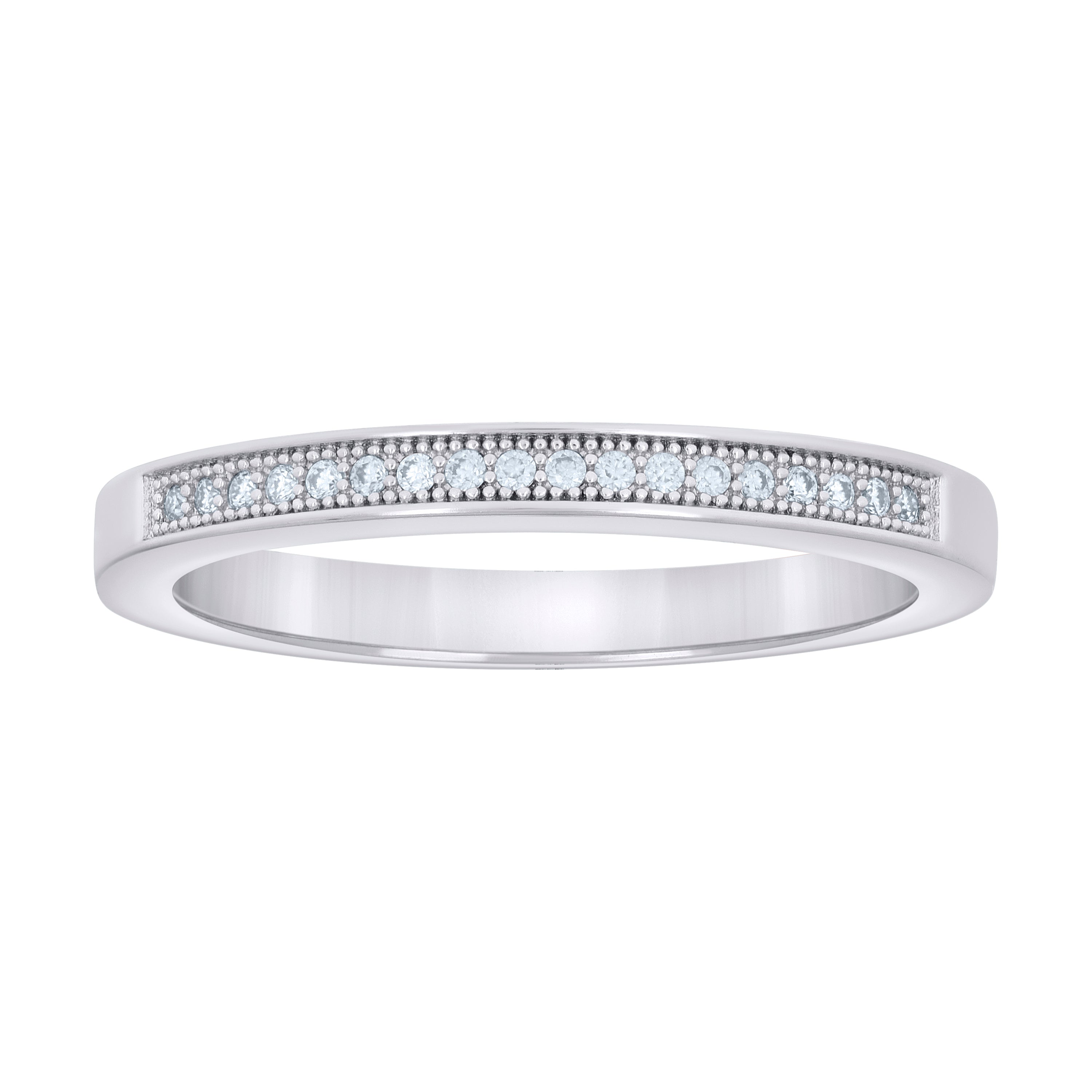 925 Sterling Silver Womens 0.13ct Moissanite Fashion Wedding Band Ring Size 8 - SLV-134350
