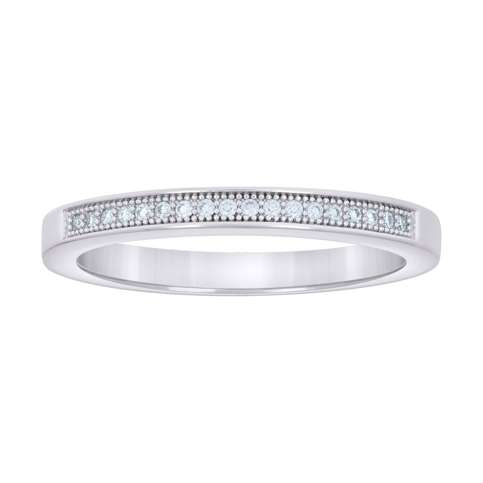 925 Sterling Silver Womens 0.13ct Moissanite Fashion Wedding Band Ring Size 8 - SLV-134350