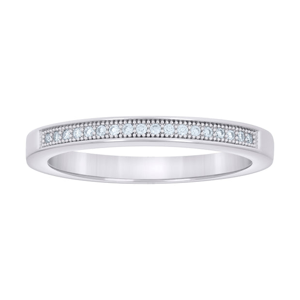 925 Sterling Silver Womens 0.13ct Moissanite Fashion Wedding Band Ring Size 9 - SLV-134351