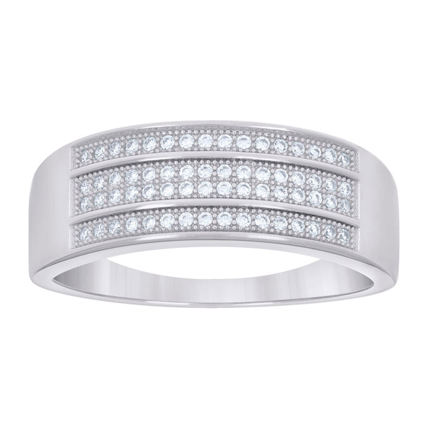 925 Sterling Silver Mens 0.50ct Moissanite Fashion Wedding Band Ring Size 7 - SLV-134354