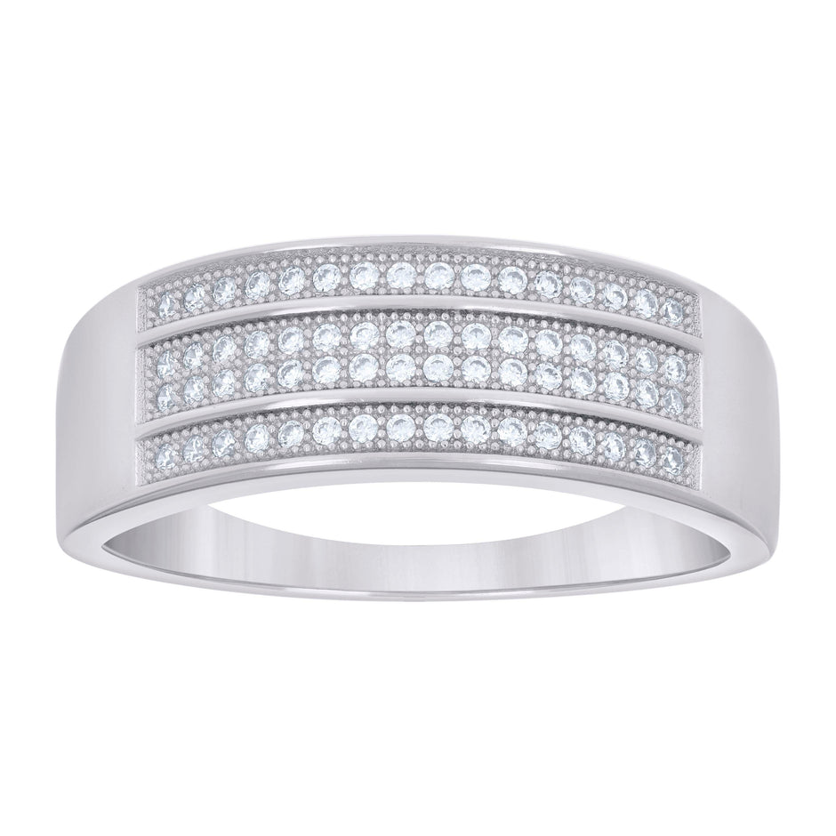 925 Sterling Silver Mens 0.50ct Moissanite Fashion Wedding Band Ring Size 8 - SLV-134355
