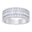 925 Sterling Silver Mens Baguette Round 1.52ct Moissanite Fashion Wedding Band Ring Size 10 - SLV-134365