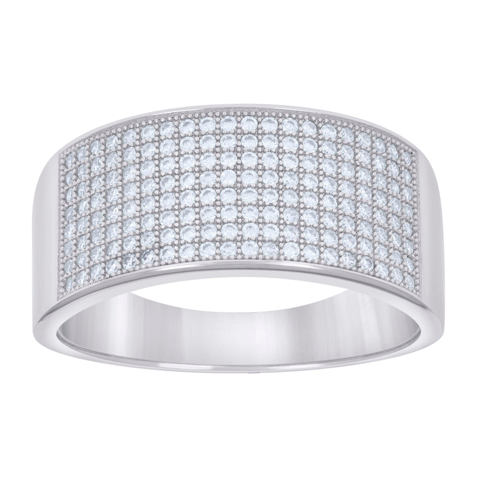 925 Sterling Silver Mens 1.12ct Moissanite Fashion Wedding Band Ring Size 10 - SLV-134373
