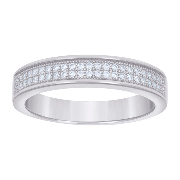 925 Sterling Silver Mens 0.32ct Moissanite Fashion Wedding Band Ring Size 9 - SLV-134380