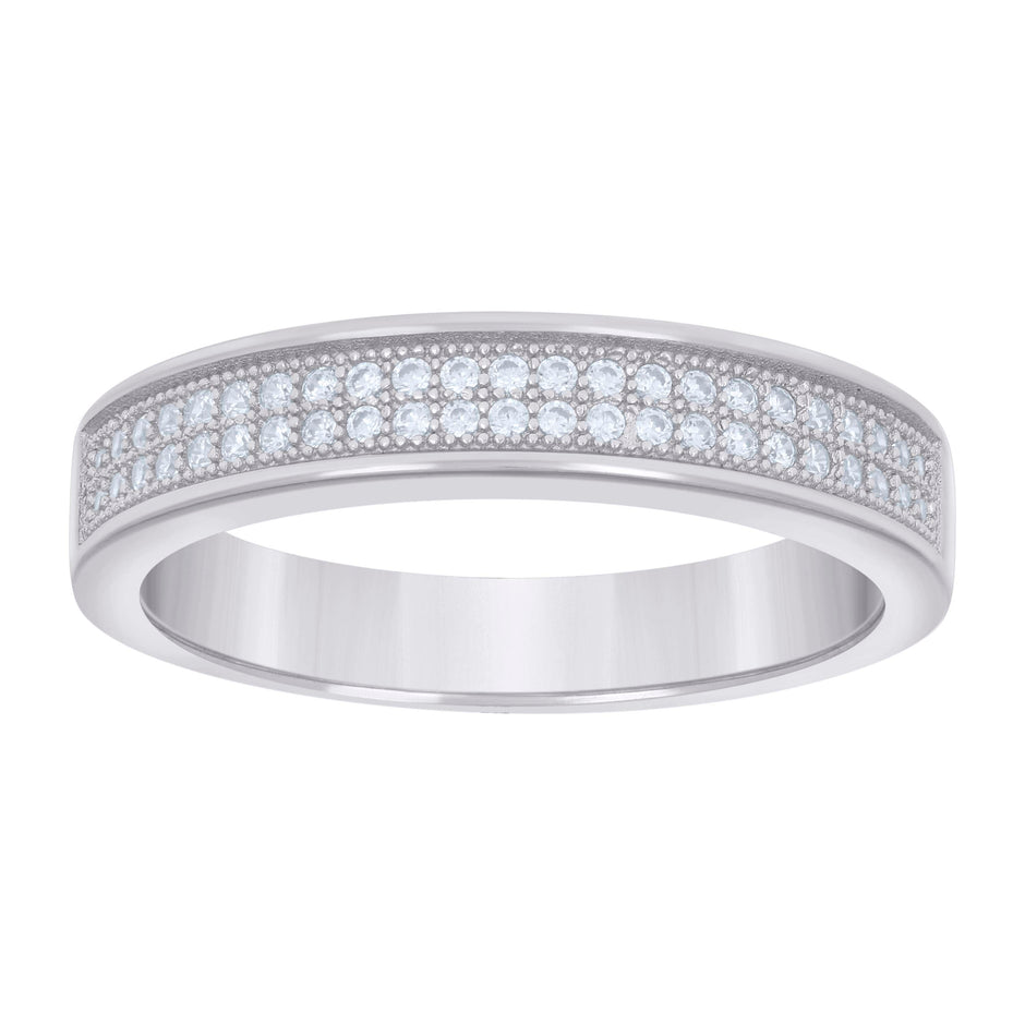 925 Sterling Silver Mens 0.32ct Moissanite Fashion Wedding Band Ring Size 8 - SLV-134379