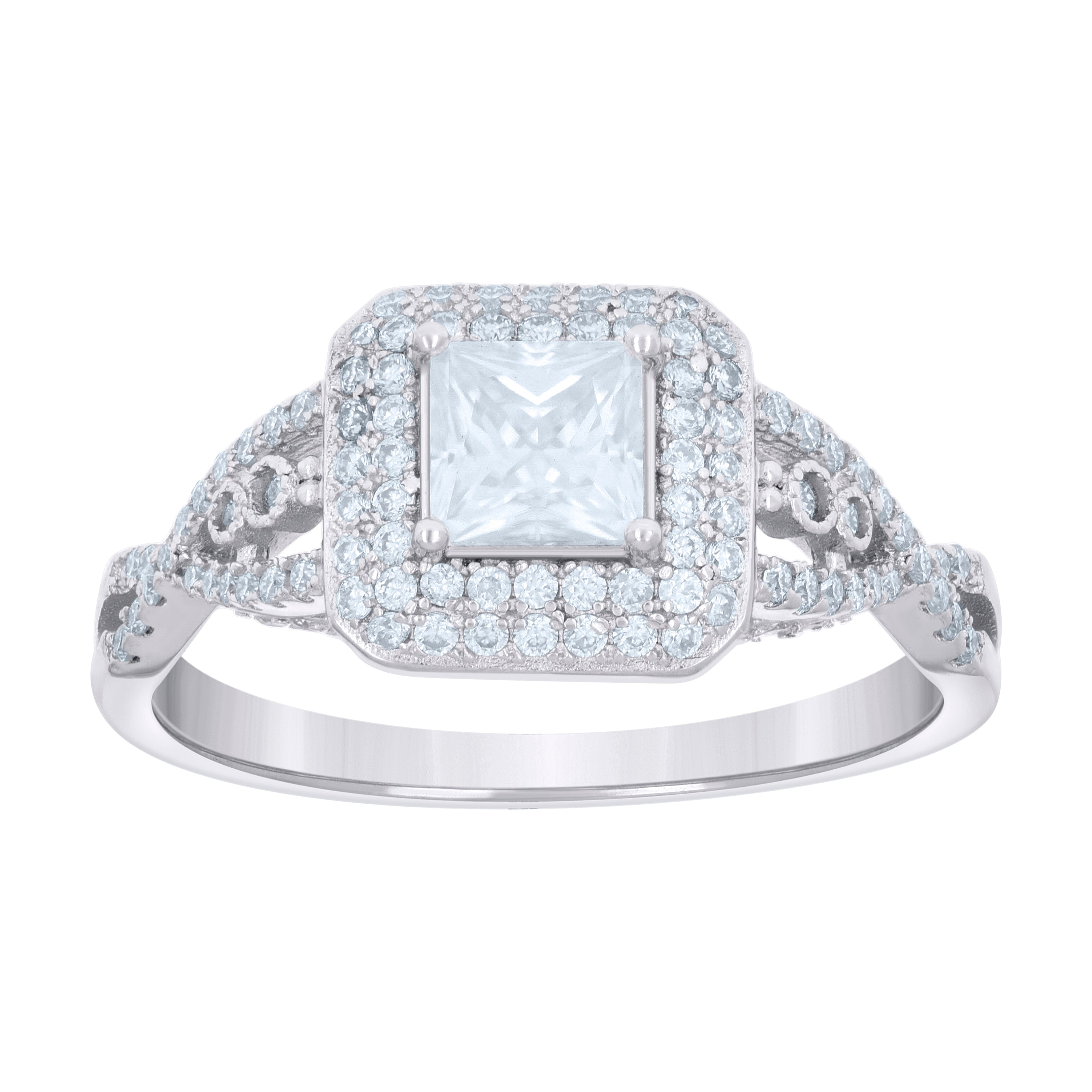 925 Sterling Silver Womens Princess-cut Round 1.31ct Moissanite Fashion Engagement Ring Size 8 - SLV-134387