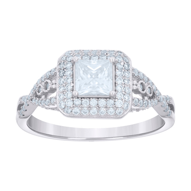 925 Sterling Silver Womens Princess-cut Round 1.31ct Moissanite Fashion Engagement Ring Size 8 - SLV-134387
