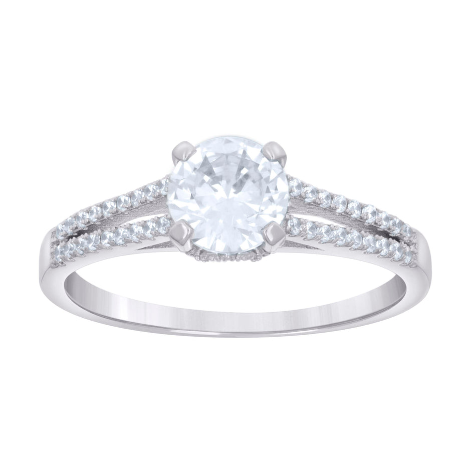 925 Sterling Silver Womens 1.39ct Moissanite Fashion Engagement Ring Size 9 - SLV-134393