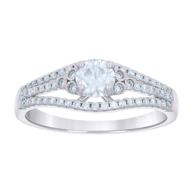 925 Sterling Silver Womens 1.00ct Moissanite Fashion Engagement Ring Size 8 - SLV-134397