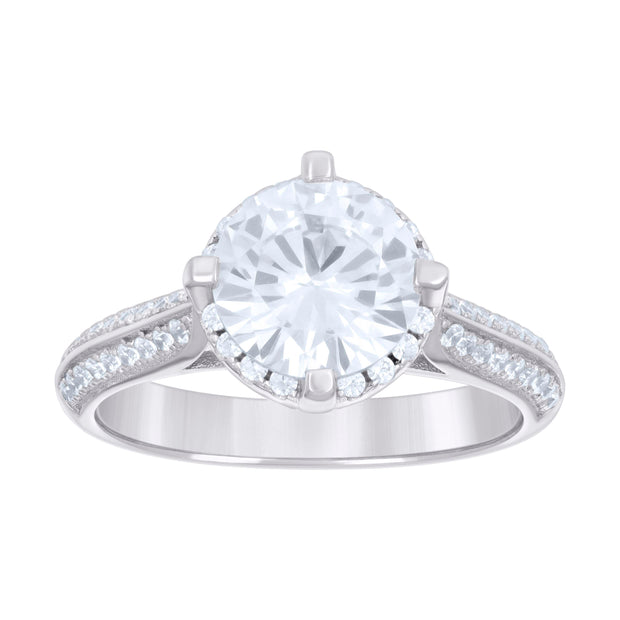 925 Sterling Silver Womens 1.71ct Moissanite Engagement Ring 6
