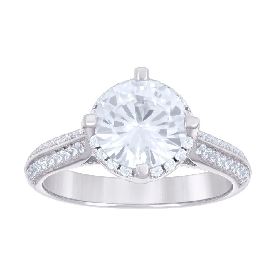 925 Sterling Silver Womens 1.71ct Moissanite Engagement Ring 7 - SLV-134401