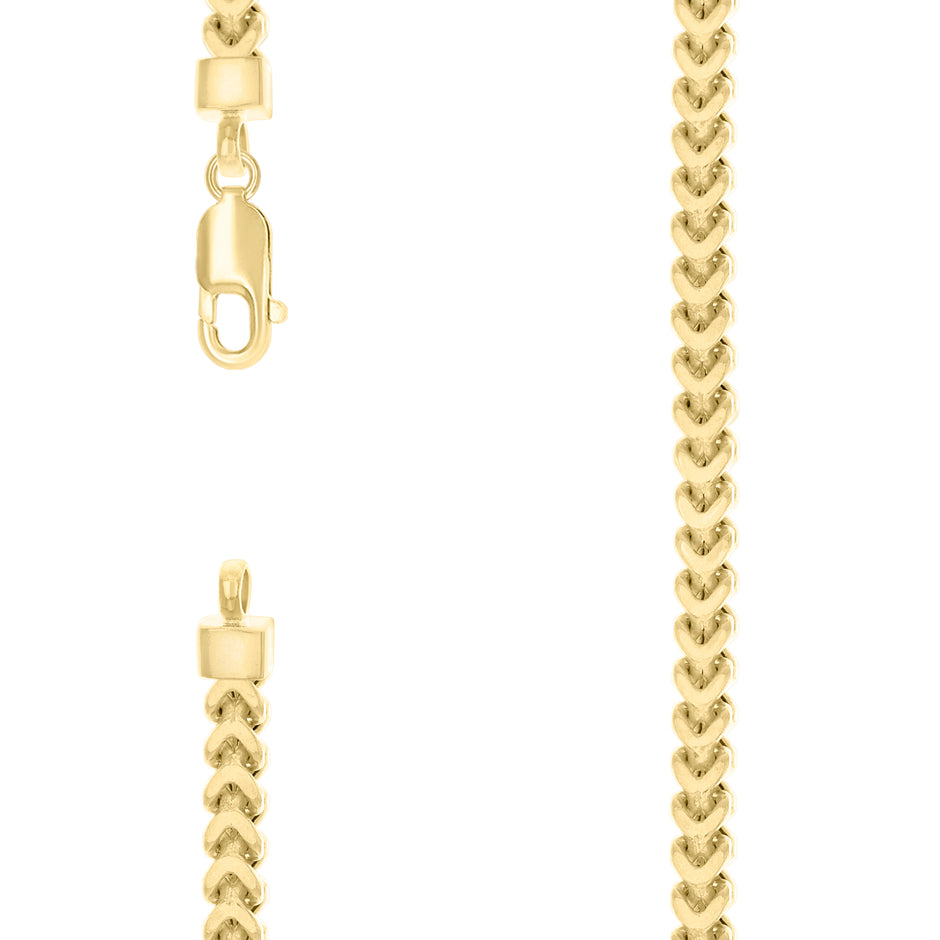 925 Sterling Silver Hollow Franco Chain Yellow 150 5.4mm-18 - SLV-141366