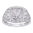 925 Sterling Silver Mens Nugget Eagle Bird Patriotism Symbol Ring Size 10 - SLV-134456