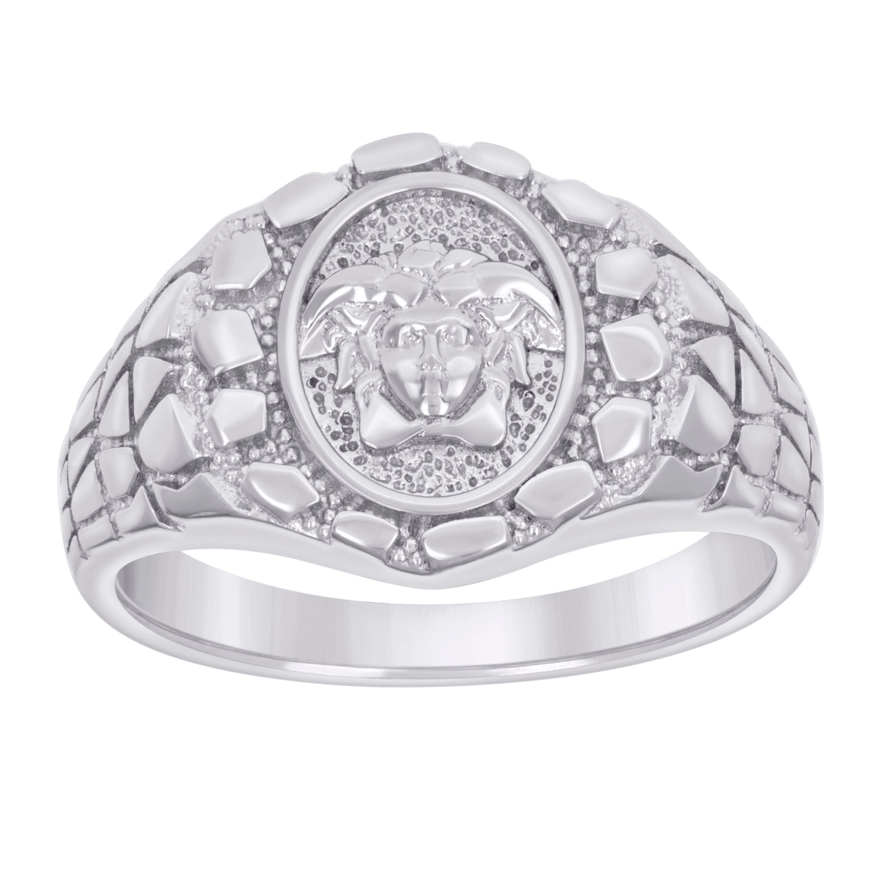 925 Sterling Silver Mens Nugget Medusa Egyptian Fashion Ring Size 9