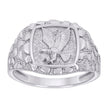 925 Sterling Silver Mens Nugget Eagle Bird Wildlife Ring Size 10 - SLV-134468