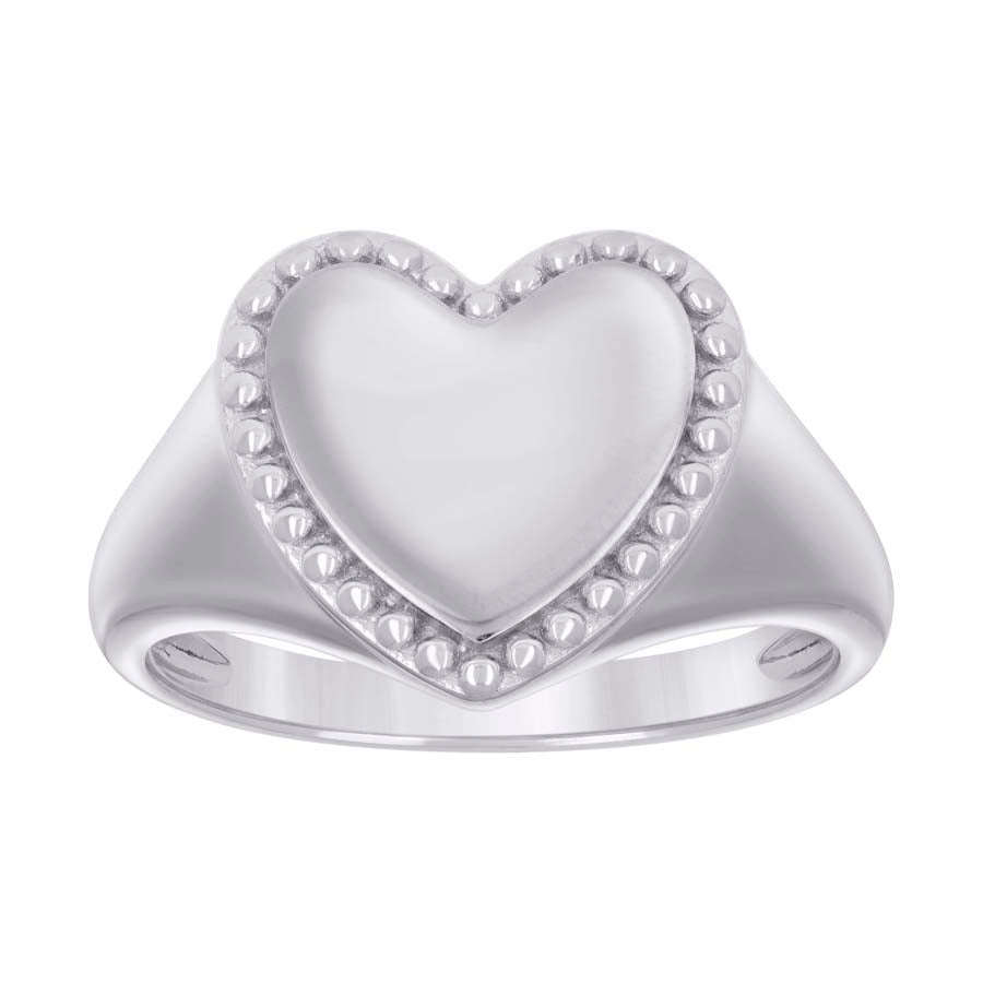 925 Sterling Silver Womens Heart Ring Size 9 - SLV-134473