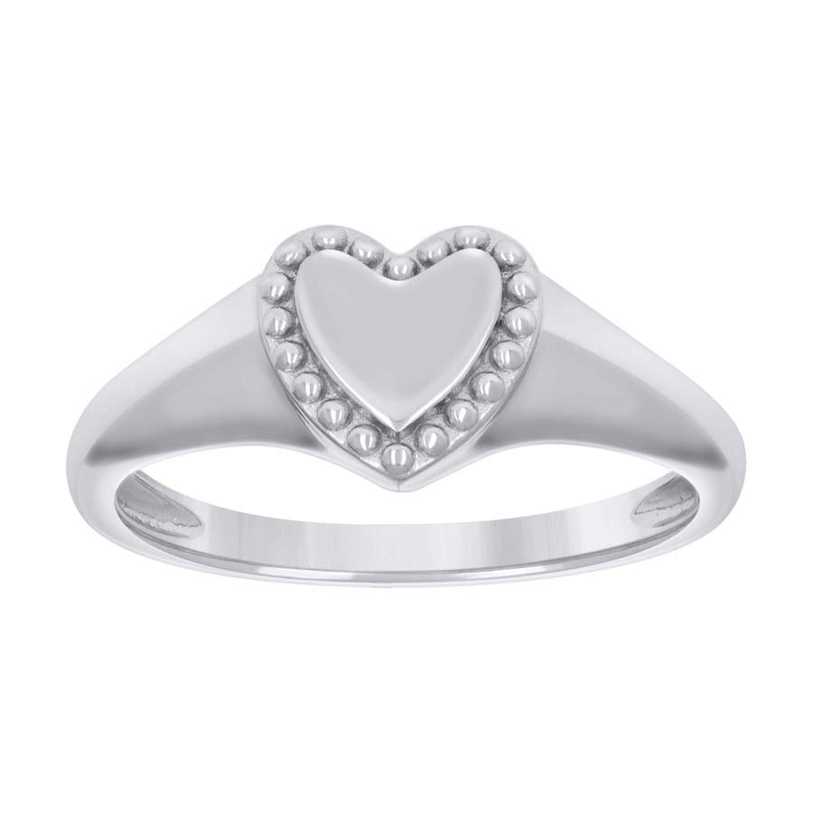 925 Sterling Silver Womens Heart Ring Size 8 - SLV-134484