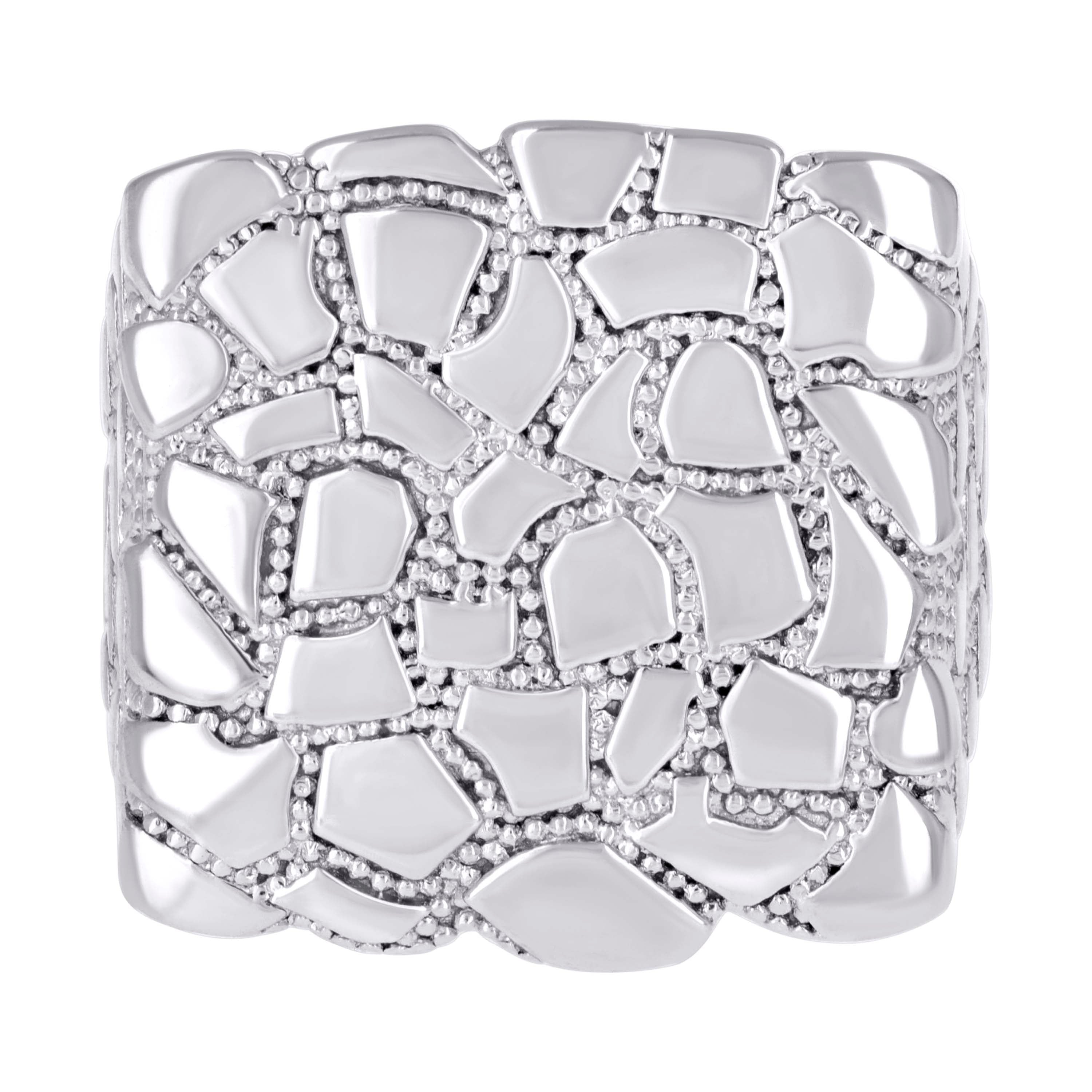 925 Sterling Silver Mens Nugget Square Head Fashion Ring Size 9